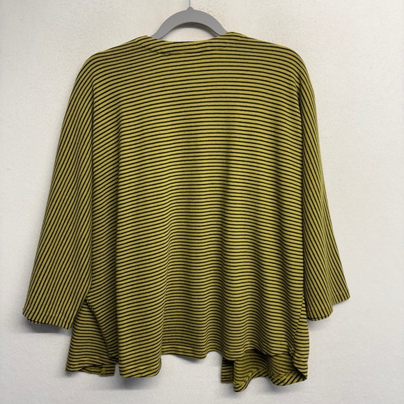 Kleen Cotton Blend Stripe Open Cardigan Knit S Chartreuse Yellow - Picture 2 of 7